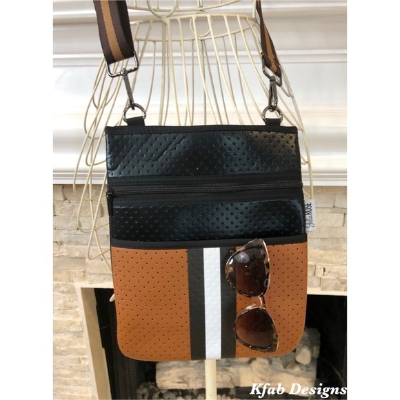 LAST 1! Neoprene Crossbody Tote Bag- Caramel - Picture 2 of 9